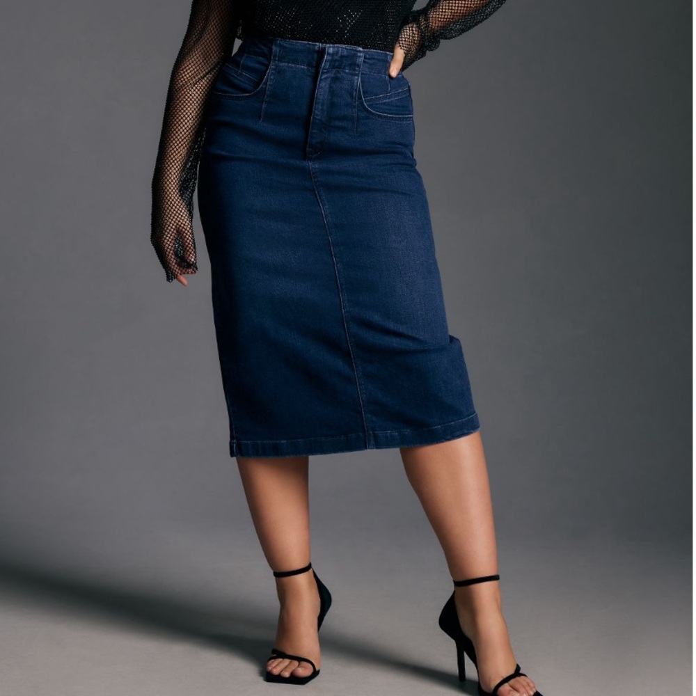NWT By Anthropologie denim midi skirt size 27